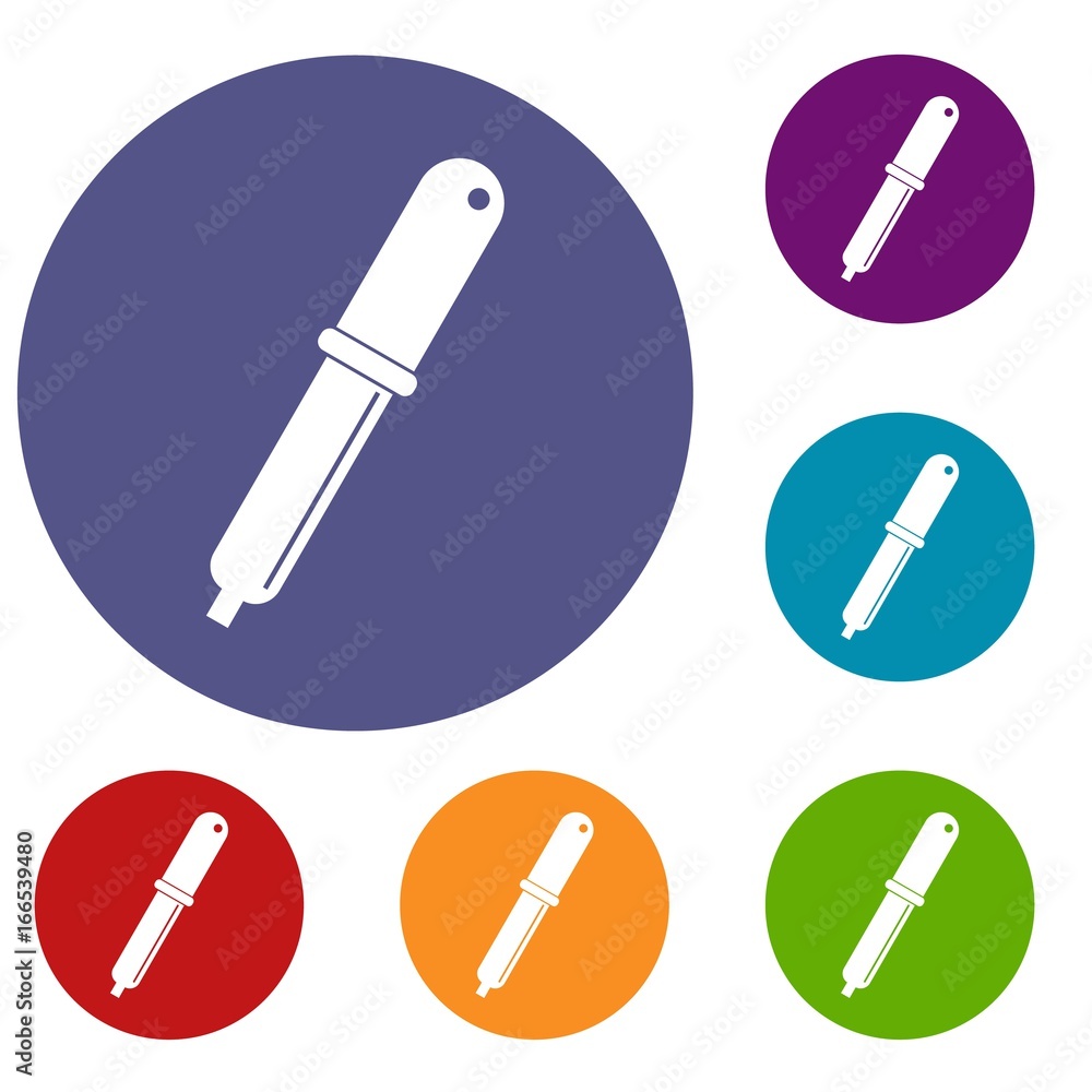 Color picker pipette icons set Color picker pipette icons set