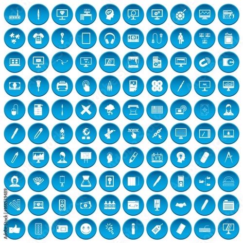 100 webdesign icons set blue