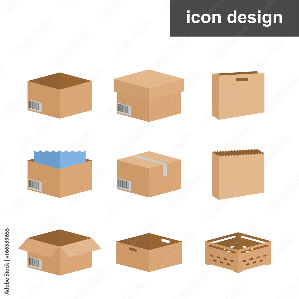 Icons of packaging boxes Icons of packaging boxes