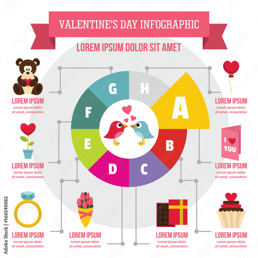 Valentine day infographic concept, flat style Valentine day infographic concept, flat style