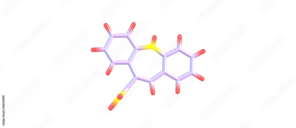 Carbamazepine molecular structure isolated on white Carbamazepine molecular structure isolated on white