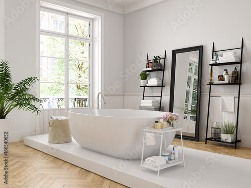 classic luxury bathroom. 3d rendering