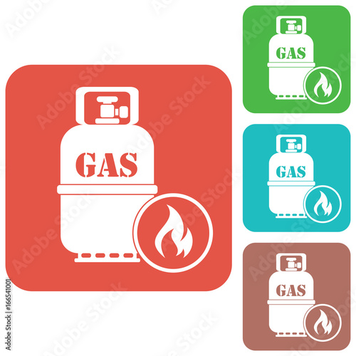 Camping stove with gas bottle icon vector