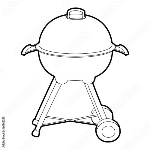Kettle barbecue icon outline