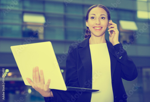 Businesswoman is happy after agreed about the successful transaction