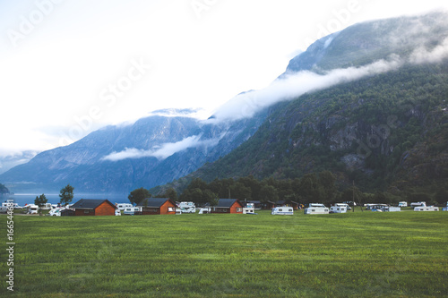 A beautiful photo of a trip to Norway on a trailer, a camping, a house on wheels, an article in a magazine
