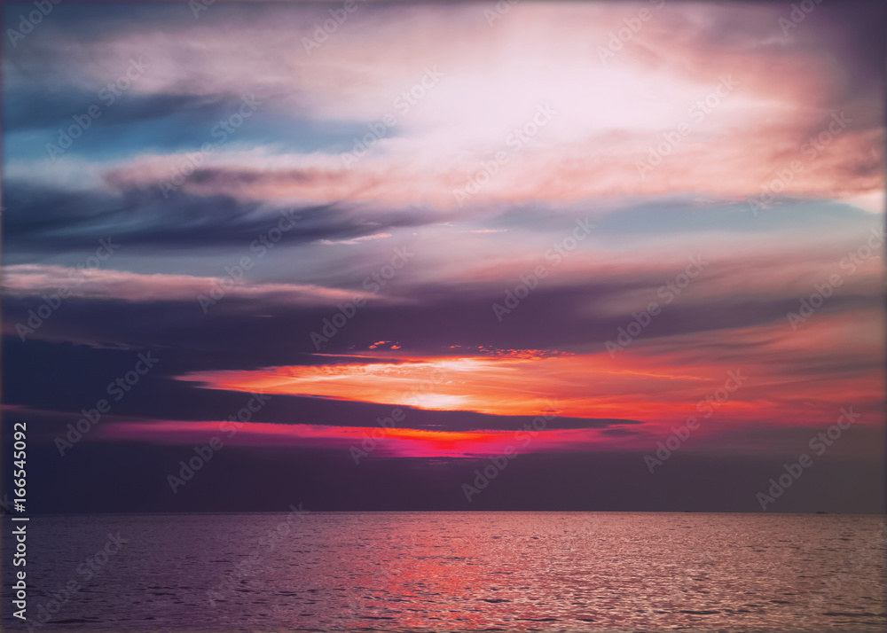 Colourful sunset over sea