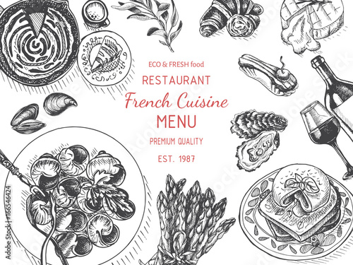 Vector illustration sketch - breakfast. Card Menu brunch. vintage design template, banner.