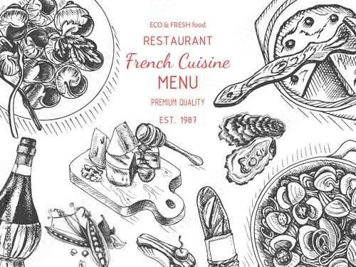 Vector illustration sketch - breakfast. Card Menu brunch. vintage design template, banner.