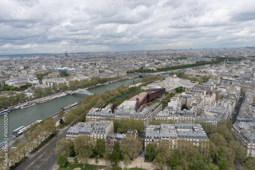 Paris, France - April 29, 2016: Panoramic view of Paris from above along the Seine river © cineberg