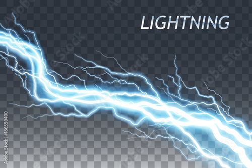 Lightning and thunder bolt or electric, glow and sparkle effect