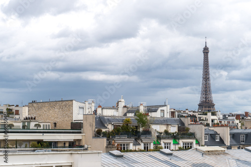 Paris, France - April 29, 2016: Panoramic view of the cityscape with the Eiffel tower