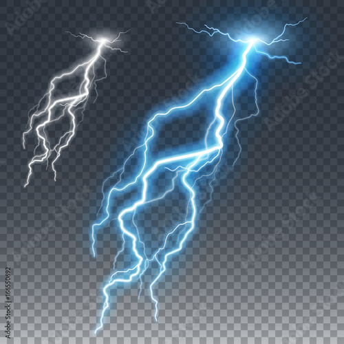Lightning and thunder bolt or electric, glow and sparkle effect