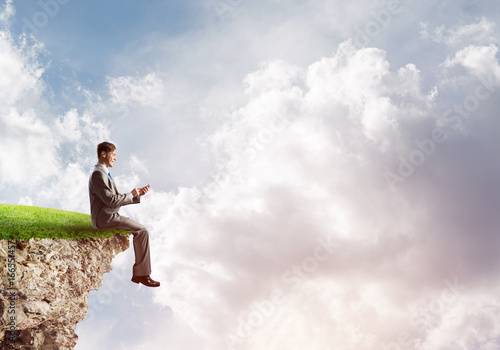 Wallpaper Mural Businessman in suit with smartphone in hands send message Torontodigital.ca