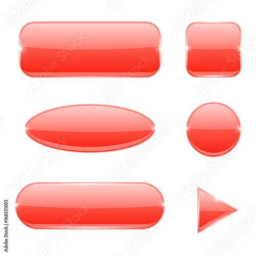 Red glass buttons. Collection of web icons