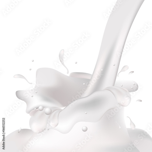 Flows hot milk and yogurt. Vector.