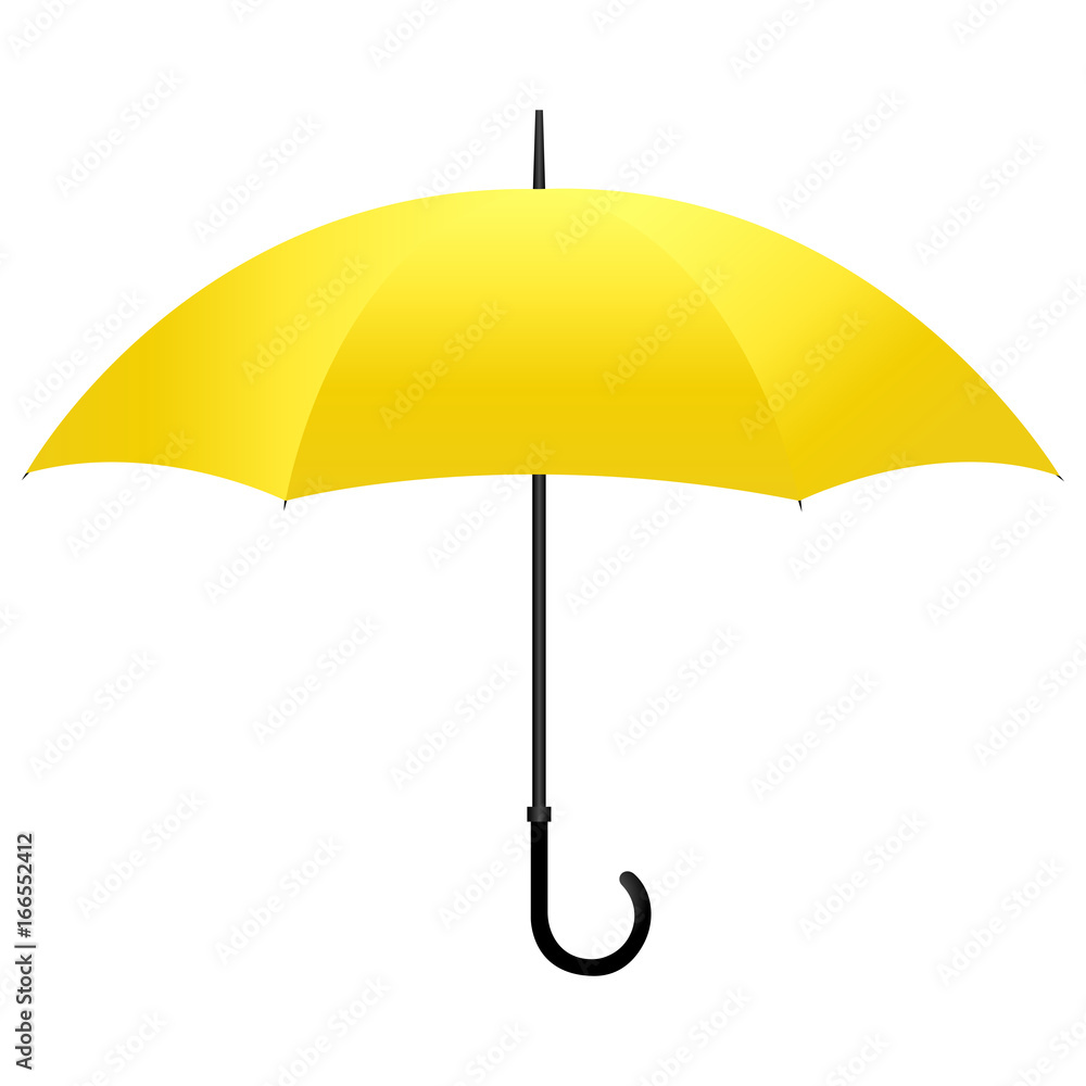 Yellow umbrella with black handle isolated on white background. Vector illustration Yellow umbrella with black handle isolated on white background. Vector illustration