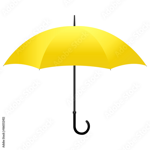 Yellow umbrella with black handle isolated on white background. Vector illustration photo