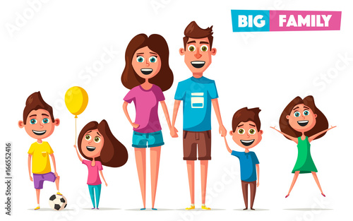 Happy family in travel. Cartoon vector illustration