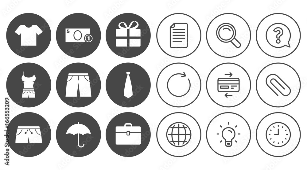 Clothing, accessories icons. Shopping signs. Clothing, accessories icons. Shopping signs.