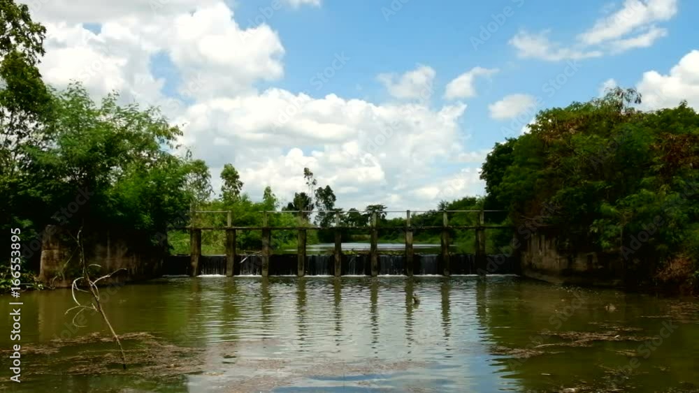 Water being released from a dam,water Overflow the weir. Water being released from a dam,water Overflow the weir.