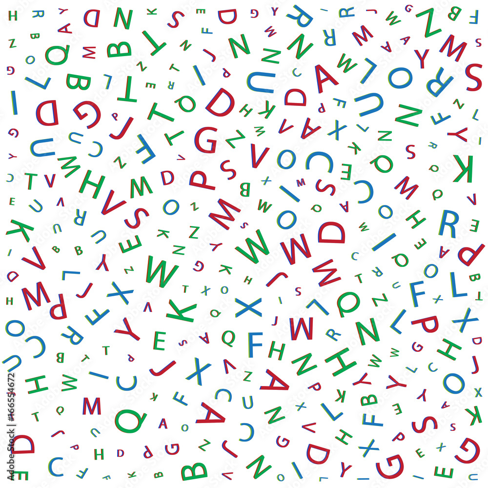 Colorful alphabet letter in red green and blue, English alphabet vector background Colorful alphabet letter in red green and blue, English alphabet vector background