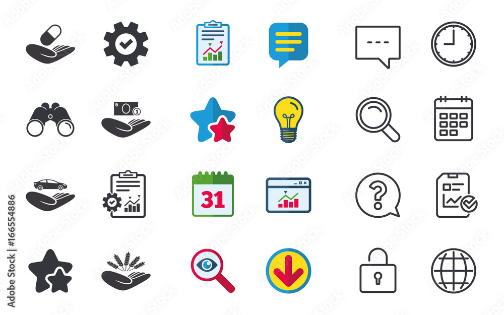 Helping hands icons. Protection and insurance. Helping hands icons. Protection and insurance.