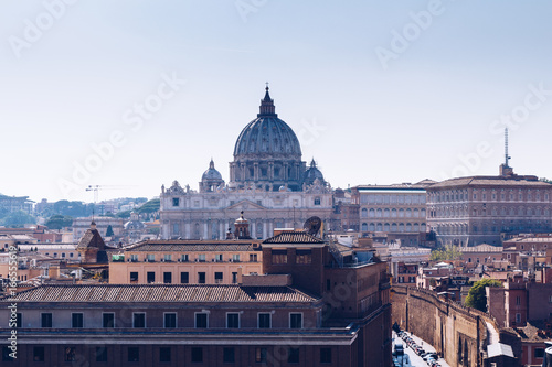 Fototapeta Naklejka Na Ścianę i Meble -  Vatican city. St Peter's Basilica. Panoramic view of Rome and St. Peter's Basilica, Italy