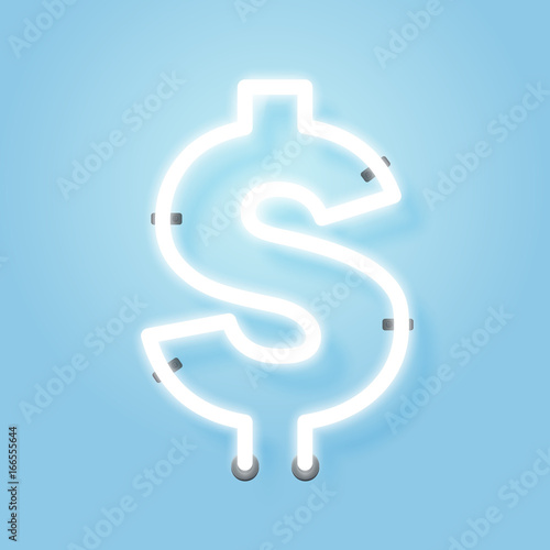 Dollar sign and symbols neon