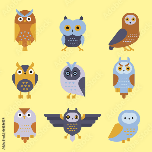 Cartoon owl bird cute character symbol sleep sweet owlet vector illustration.