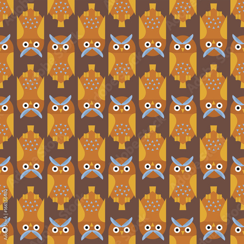 Cartoon owl bird cute character seamless pattern sleep sweet owlet vector ill...