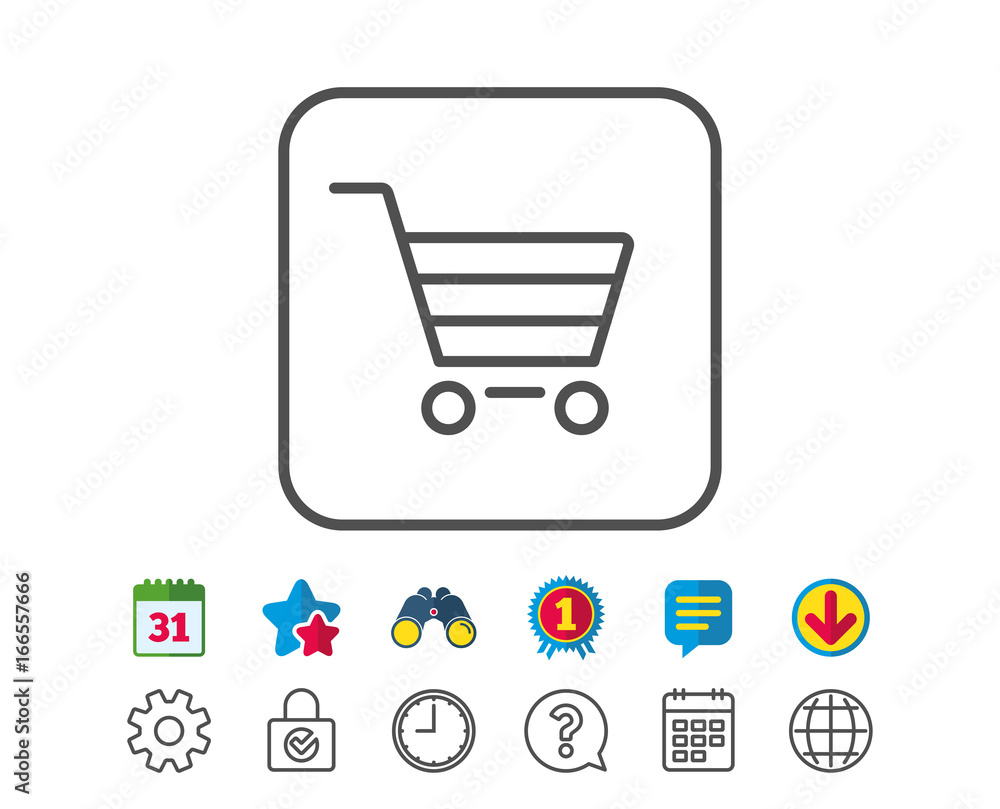 Shopping cart line icon. Online buying sign. Shopping cart line icon. Online buying sign.