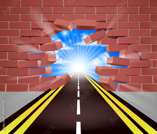 Road Breaking Through Wall