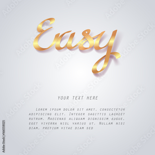 Gold ribbon of Easy calligraphy hand lettering with space for text