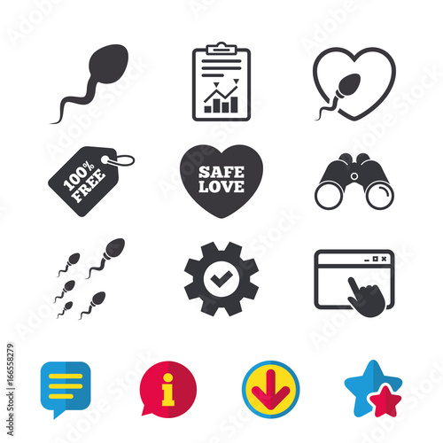Sperm icons. Fertilization or insemination signs.
