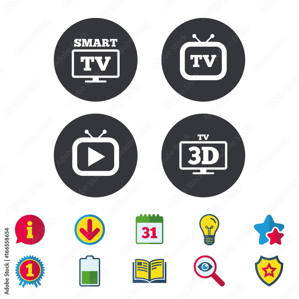 Smart 3D TV mode icon. Retro television symbol.