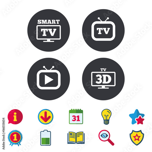 Smart 3D TV mode icon. Retro television symbol.