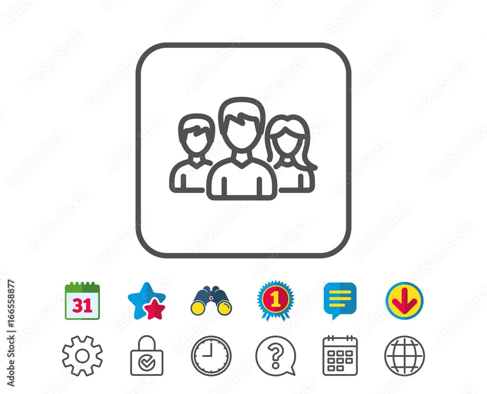 Group line icon. Users or Teamwork sign. Group line icon. Users or Teamwork sign.