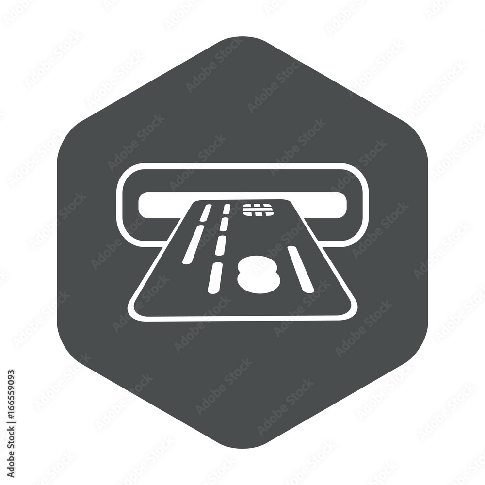 Icono plano ATM en hexagono gris