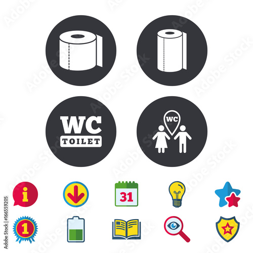 Toilet paper icons. Gents and ladies room.