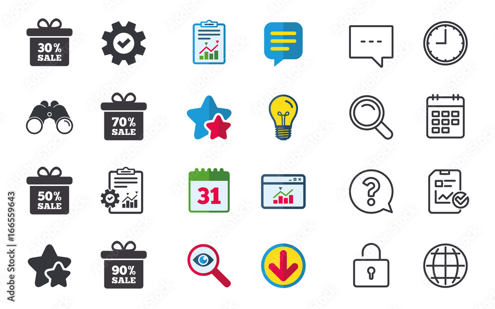 Fototapeta premium Sale gift box tag icons. Discount symbols.