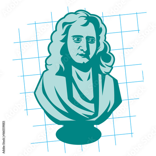 Famous scientist bust on school ruled paper page. Vector illustration.