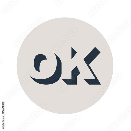 Logotipo espacio negativo OK en circulo gris