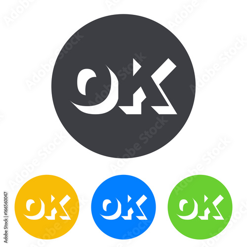 Logotipo espacio negativo OK en circulo varios colores