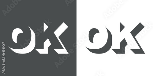 Logotipo espacio negativo OK gris y blanco