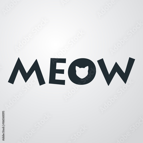 Logotipo MEOW con cabeza gato en o en fondo degradado