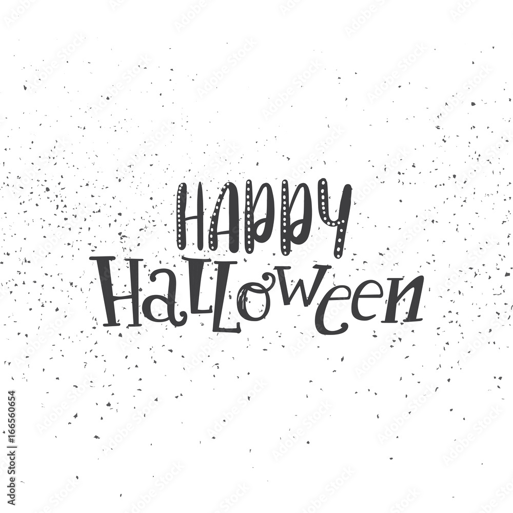 Happy Halloween lettering greeting card on textured paper background. Hand drawn typography for october holiday