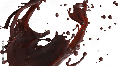 Brown liquid coffee splash isolated on white background