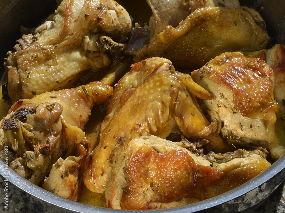 Italy, Lombardy, cooked chicken Italy, Lombardy, cooked chicken
