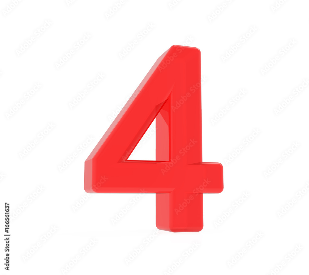 Obraz premium red number 4